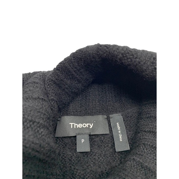 Theory Womens LS Cold Shoulder Cable Knit Turtleneck Sweater Black P - Picture 3 of 4